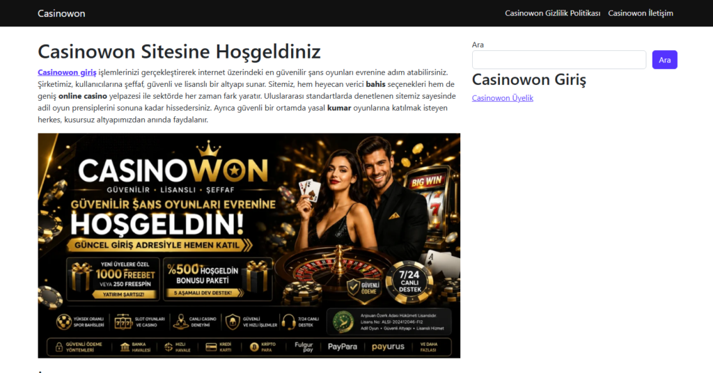 Casinowon İletişim